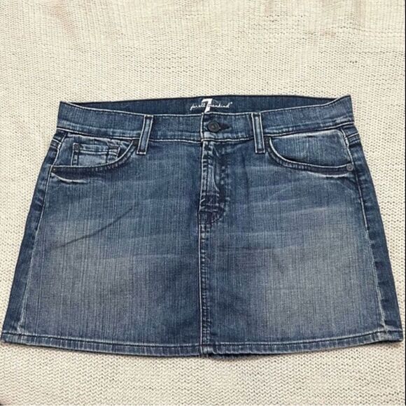 7 For All Man Kind Denim Jean Mini Skirt Sunburst Crystal Embellished Pockets 29 - Picture 12 of 12